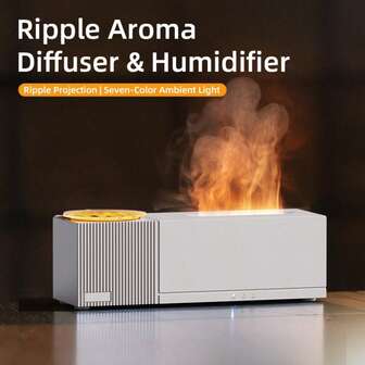 2026 Nuevo difusor de aroma con proyección de olas de agua alimentado por USB, iluminación de 7 colores, 3 ajustes de temporizador, colores clásicos negro y blanco, funcionamiento silencioso, pulverización de niebla fina, adecuado para humidificador de dormitorio/hotel interior