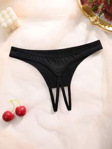 Women's Letter Print Sexy Thong Panties - Black - View 2