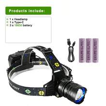 2025 30W Super Bright Headlamp 200000LM Ultra Powerful LED Headlight Zoom Outdoor Work Head Flashlight Waterproof Fishing Head Lamp