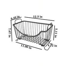 2 Pack Stackable Baskets, Wire Storage Organizer Basket With Handles, Vintage Locker Basket Style, Rustic Farmhouse Chic, Pantry, Kitchen, Garage, Bathroom, - Xám Mới + Trung bình - Xem 2