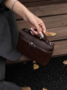 Retro stilvoller Nischen-Design Herbst/Winter Neuankömmling Umhängetasche mit einer Schulter und diagonalem Riemen, Farbblock Pendler Mode Damen Weihnachtsgeschenk, hochwertige kleine quadratische Tasche - Verschiedenfarbig - Übersicht 5