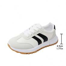 1 Pair Elegant Casual Preppy Fashion PU Leather Lace-Up Sneakers, Suitable For School, Party, Office, Outdoor, All Seasons - White - View 7