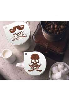 16件套咖啡拉花模具套装，镂空节日元素模板，一键DIY精致咖啡装饰，轻松提升饮品外观和氛围 - 咖啡模具 - 查看 3