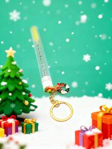 1/2/3/5件圣诞透明金属卡通图案钥匙扣圣诞图案节日睫毛刷眉刷便携管状睫毛刷带透明盒 - 彩色 - 查看 6