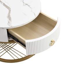 Elegant Folding Coffee Table: Decorative Look, Gold Decoration, Side Table With Drawers - Set Of 2 - 黑色+中密度纖維板 - 查看 1