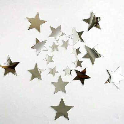 40 Pcs Stars Acrylic Mirror Wall Stickers  Stars Stickers With Adhesive Art Decal 3D Wall Decorations For Baby Kids Bedroom Home DIY Decor