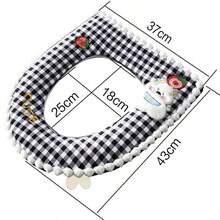 花卉蕾丝马桶座套，防水，农舍风格，适用于标准马桶，拉链设计，四季皆宜 - 彩色 - 查看 3