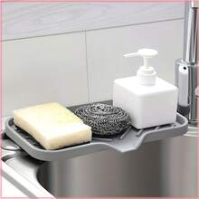 Silicone Sink Organizer - Kitchen Dish Sponge Holder, Soap Dispenser And Scrub Tray, Bathroom Tray