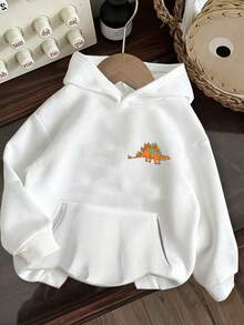 Young Boy Yongboy 休闲可爱恐龙字母印花抓绒卫衣 - 白色 - 查看 2