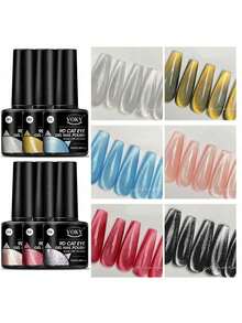 6pcs/Set Crystal Cat Eye Magnetic Gel Polish Set, Glossy Uv/Enamel/Polish Gel, Beautiful Cat Eye Nail Gel - Multicolor - View 11