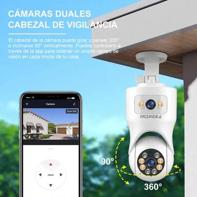 Sistema de monitoreo de doble cámara con visión nocturna a color de 400 W, emparejamiento Bluetooth, giro de 360°, compatible con múltiples tecnologías en la nube para penetración de red, integración front-end/back-end, notificaciones de alarma a teléfonos móviles, instalación flexible y práctica