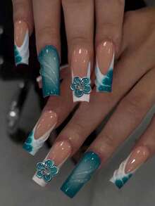 Bộ 24 miếng dán móng tay 3D, hình hoa đính đá, hình vuông kiểu Pháp, kích thước trung bình. Bao gồm: 1 gel dán và 1 dũa móng, dễ sử dụng. Những miếng dán móng tay hình hoa 3D và hình dán móng kiểu Pháp này phù hợp cho nữ giới sử dụng hàng ngày, đi dự tiệc và các dịp khác. Dụng cụ làm móng - Màu xanh bụi bặm - Xem 7