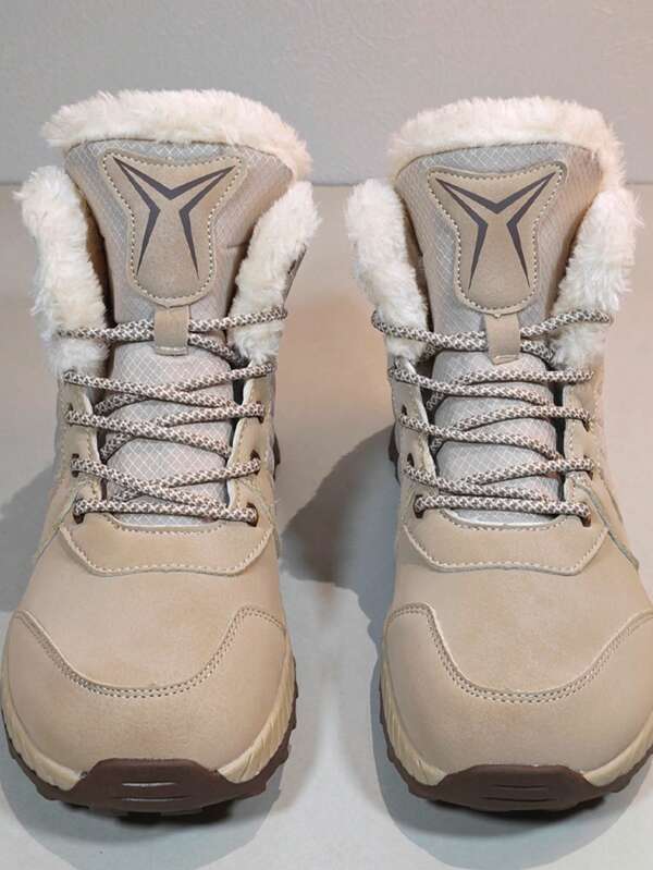 بوت ثلج نسائية جديدة لفصل الشتاء، متوسطة الطول، دافئة، مقاس كبير، بوت تنزه مريحة وعادية، بوت ثلج للخارج، مبطنة حرارياً، مقاومة للانزلاق، بوت قصيرة متينة