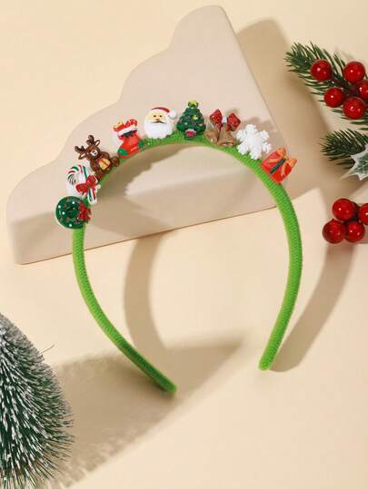 1pc Women's Christmas Resin Santa Claus, Christmas Tree, Snowflake, Gift, Reindeer Antler Cute 3D Headband, Party Decoration
