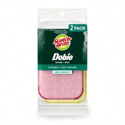 Scotch-Brite Dobie Scrub Wipe Cloths Sponge Cloths For Cleaning Kitchen Bathroom And Household Dobie Scrub And Wipe Cloth Absorbs And Doesn't Scratch 2 Cleaning Cloths