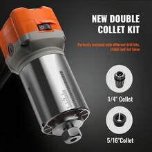 Enrutador de madera , 1.25HP 800W, herramienta combinada de enrutador de corte de madera compacto con inmersión y base fija, 30000RPM 6 velocidades variables, con capucha de polvo de pinzas de 1/4 '' y 5/16'', para corte de ranuras de carpintería - 800 W - Ver 5