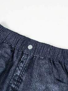 1pc Loose Casual Denim Effect Pants, Suitable For School And All Seasons - Dark Grey - View 11