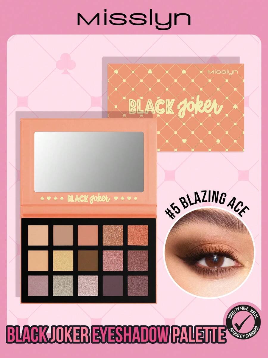 MISSLYN - 15-Color Pearlescent & Matte Eyeshadow Palette, Warm Brown Smokey Eye Makeup, Highly Pigmented, Blendable, Suitable For Y2K, Party, Beach, Travel, Holiday, Gift, Fashionable - #5 Blazing Ace - 查看 1