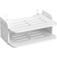 WiFi Router Floating Shelves White Wall MProjector, TV, Set-Top Box, Router, Living Room, Bedroom, Bathroom, Wooden Wall-Mounted Stand - Cable Management Storage Rack Shelfount Under TV Shelf 30 X 20 X 15 Cm Set Top Box Stand No Punch Game Console Rack For Living Room Bedroom - White - View 5