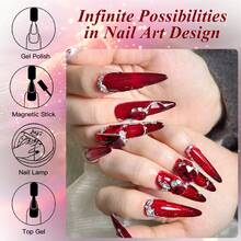 FOUR LILY 10ml 超亮宝石红猫眼凝胶指甲油，持久耐用，易于涂抹，低致敏性，光泽亮丽，需搭配磁性棒使用，酒红色可卸美甲凝胶，美甲必备 | 打造光泽美甲 | 低致敏配方 - 紅色 - 查看 4