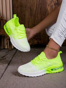 Comfortable,Casual,Commuter,Mothers Day Gifts ,Holiday,Halloween,Christmas,Personalized,Halloween Women's Fashion,Fallfreshnes,1 Pair Women's Striped Casual Sport Shoes, Lightweight Round Toe Sporty Style Low-Top Athletic Sneakers - White and Green - View 3