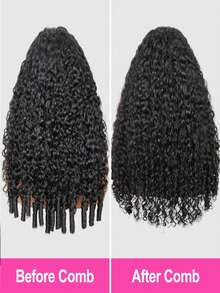 Burmese Curly Half Wig, Spiral Curl Ends, No Glue Needed, Reversible, Beginner-Friendly, Easy To Wear, Drawstring Design, No Glue Or Sewing Required, Natural Color, Easy To Install - SNatural - View 5