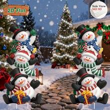 2D Flat Christmas Snowman Stacking Decor 2pcs Set, Holiday Lawn Decoration, Festive Yard Art, Flat Snowman Design, Seasonal Yard Decor, Easy Assembly, Lightweight Holiday , Christmas Enthusiasts, Seasonal Gift Shoppers - 10 Pieces (2 Pieces + 8 Poles) - View 6