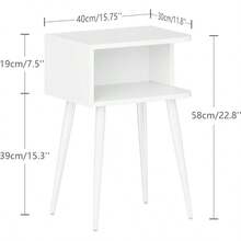 White Nightd Set Of 2 Small Bed Side Table For Small Spaces Mid Century Modern Nightd End Table With Open Storage Side Table For Bedroom Living Room Z20W2 - 白色 - 查看 3