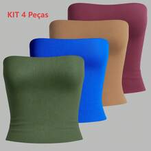 5-Piece Set: Women's Strapless Tube Top With Lining, Bustier Style, Basic Blogger Fashion, One Size - KIT 4 Peças-3 - Xem 1