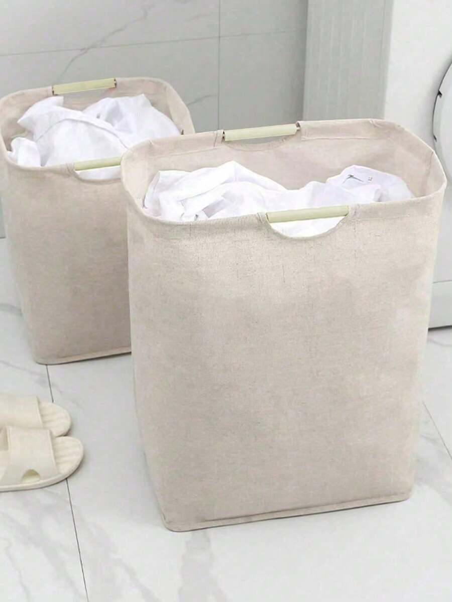 1PC Christmas-Style Portable Foldable Laundry Basket (2 Sizes: Small & Large) - Beige, For Clothes, Pants, T-Shirts, Shirts, Dirty Laundry & Miscellaneous Storage - Beige - View 1