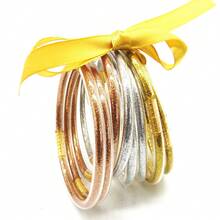 Bộ 9 vòng tay Phật giáo nhồi bông bằng silicon sáng bóng hình nơ - 9 miếng mỗi bộ - Xem 28