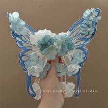 A Large Butterfly Hair Clip With Flowers And Silk Flowers, Side Clip, Super Fairy Fluttering Moth, Sweet Princess Hair Accessory, Ancient Style Hanfu Hair Ornament - 1 - 查看 3