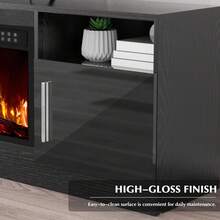 70 Inch Fireplace TV Stand Entertainment Center With 36" Fireplace, 70" Wooden TV Stand For TVs Up To 80", Media TV Console With High Gloss Storage Cabinet And 16 Colors LED Lights - 查看 5