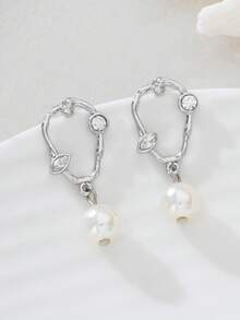 1 Pair Retro Luxury Rhinestone Inlaid Teardrop Earrings, Suitable For Women's Daily Wear - Irregular Earrings - View 7