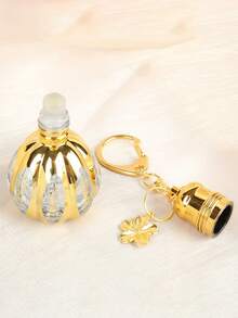 12ml Vintage Parfümflasche Schlüsselanhänger - Nachfüllbar, goldene Schale & kürbisförmiger Glasbehälter mit Kugel, Vintage Ätherisches Öl Karaffe, Geschenk für Frauen, Reise, Auto, Wohndekoration - Verschiedenfarbig - Übersicht 3