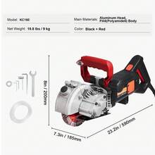 4800W Cortadora de ranuras de pared de 38 mm/1,5" de ancho de corte, máquina cortadora de ranuras de pared de 52 mm/2" de profundidad de corte, máquina ranuradora de pared con 5 hojas de sierra de 6,3" de diámetro, 5000 r/min, formación única sin polvo - 38 milímetros - Ver 7