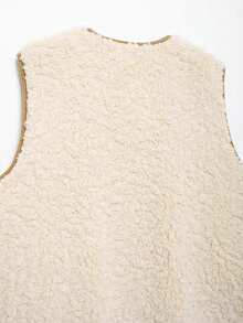 ZEVITY Women's Vintage Sleeveless Bow Design Wool Vest, Sweet Round Neck Casual Fitted Cardigan Jacket LS1105 - Apricot - View 4