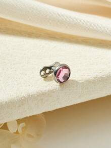 1pc Titanium Dermal Anchor Piercing Jewelry, Cubic Zirconia Embedded, Women's Style, Rainbow Diamond Dermal Top CZ Skin Micro Dermal Piercing Jewelry - Silver - View 9