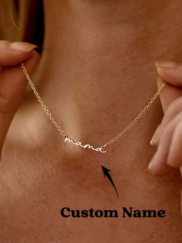 Personalized Lowercase Name Necklace, Minimalist Signature Jewelry, Gold-Tone Name Necklace, Bridesmaid Gift, Mother's Day Gift, Gold, Fashionable, Multicolor, Retro, Minimalist, Unisex, Casual, Cute, Customized, Personalized, Unique, Ideal Gift For Him, Ideal Gift For Her, Gift For Her, Boyfriend, Girlfriend, Dad, Mom, Family, Friends