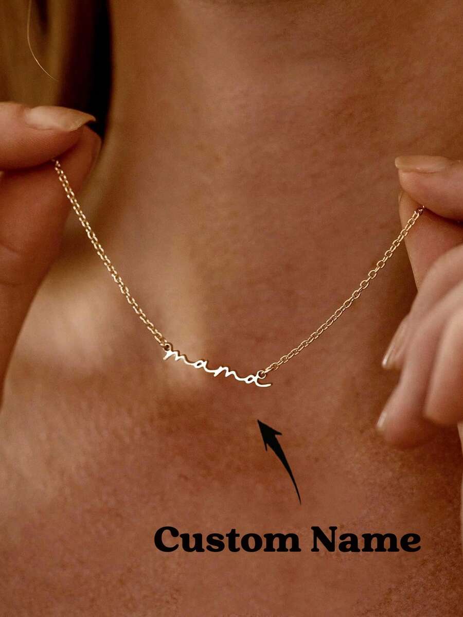 Personalized Lowercase Name Necklace, Minimalist Signature Jewelry, Gold-Tone Name Necklace, Bridesmaid Gift, Mother's Day Gift, Gold, Fashionable, Multicolor, Retro, Minimalist, Unisex, Casual, Cute, Customized, Personalized, Unique, Ideal Gift For Him, Ideal Gift For Her, Gift For Her, Boyfriend, Girlfriend, Dad, Mom, Family, Friends - Multicolor - View 1