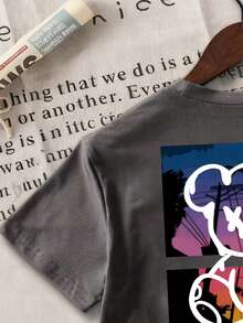 3pcs/Set Boys' Cartoon Slogan Print Short Sleeve T-Shirts - Dark Grey - View 6