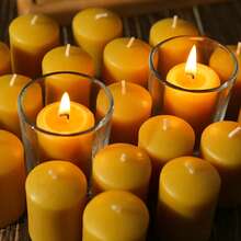4/6/8/12pcs Pure Natural Beeswax Mini Pillar Candles, Each Candle Burns Up To 11 Hours, Suitable For Elegant Dining, Relaxation And Celebration, Use Natural Beeswax Candles To Create Ambiance - Multicolor - View 2