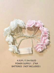 1 件 10 LED 1.5 米玫瑰花串灯，浪漫卧室装饰，婚礼/派对节日装饰，求婚礼物，电池供电 - 彩色 - 查看 16