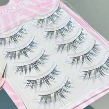 5 Pairs Colorful Ombre False Eyelashes - 12mm Black Base, One-Piece, Suitable For Cosplay/Christmas/Holiday Gifts, Natural Look