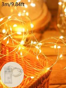 Dây đèn LED bằng đồng dài 1/3/5/10m, chạy bằng pin, dùng để trang trí trong nhà/ngoài trời, thích hợp cho phòng ngủ, tường phòng, tiệc cưới, lều cắm trại, sân vườn, cây thông Noel và nhiều nơi khác. - dây đồng - Xem 22