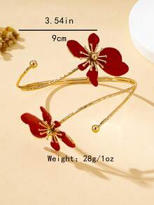 Manset Lengan Bermotif Bunga Minimalis yang Dapat Diatur - Gelang lengan bunga merah - View 6