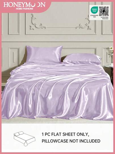 1件装高级丝滑缎面床单，柔软透气，不易起皱，提升睡眠质量，奢华酒店风格，送给父母朋友的理想礼物，深口袋设计，柔软透气，适用于各种尺寸的床——单人床、双人床、特大号床、大号床，通过Oeko-Tex认证