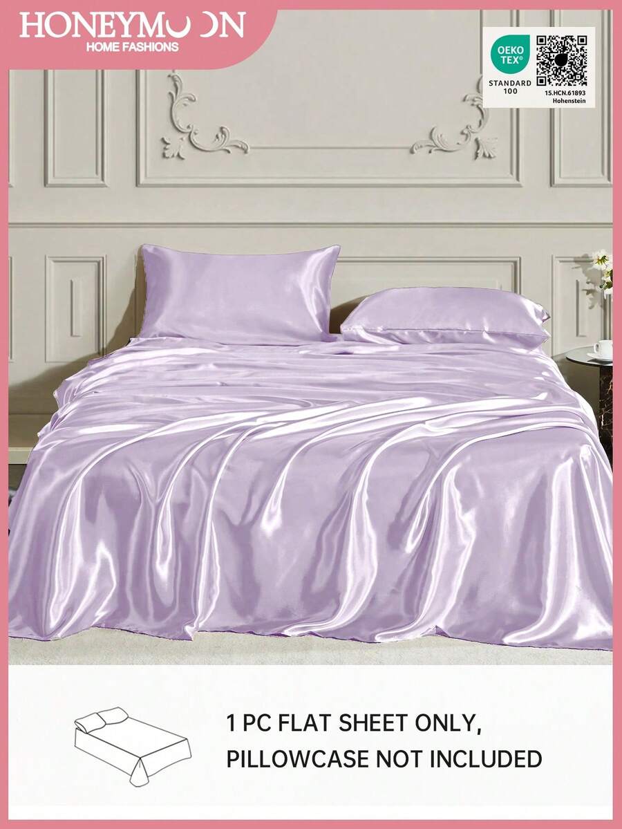 1件装高级丝滑缎面床单，柔软透气，不易起皱，提升睡眠质量，奢华酒店风格，送给父母朋友的理想礼物，深口袋设计，柔软透气，适用于各种尺寸的床——单人床、双人床、特大号床、大号床，通过Oeko-Tex认证 - 蒟蒻紫 - 查看 1