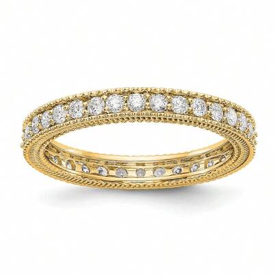 The Black Bow 3mm 14K Rose Or Yellow Gold 3/4 Ctw Diamond Eternity Milgrain Band