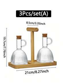 1/3Pcs/Set 350ml Oil Bottle Jar With Lid Handle Transparent Glass Kitchen Cuisine Olive Container Spice Rack